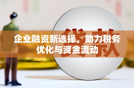 湖州企业融资新选择，助力税务优化与资金流动
