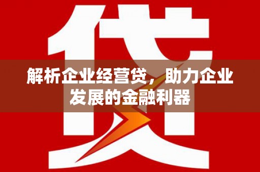 湖州解析企业经营贷，助力企业发展的金融利器