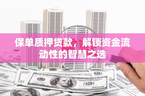 湖州保单质押贷款，解锁资金流动性的智慧之选
