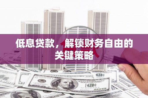 湖州低息贷款，解锁财务自由的关键策略