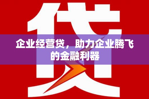 湖州企业经营贷，助力企业腾飞的金融利器