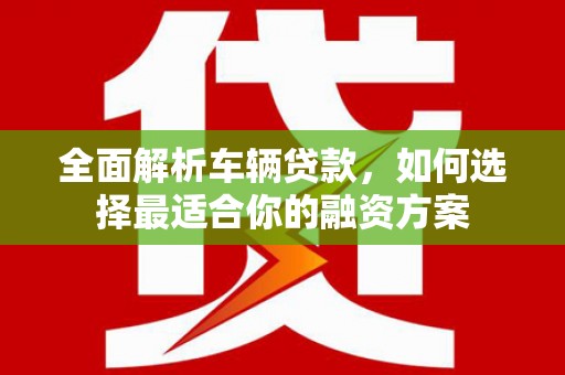 湖州全面解析车辆贷款，如何选择最适合你的融资方案
