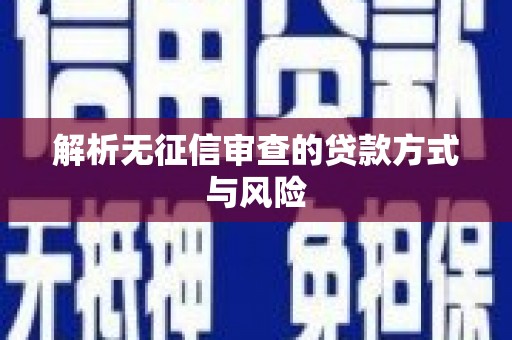 湖州解析无征信审查的贷款方式与风险