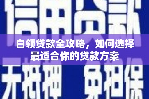 湖州白领贷款全攻略，如何选择最适合你的贷款方案